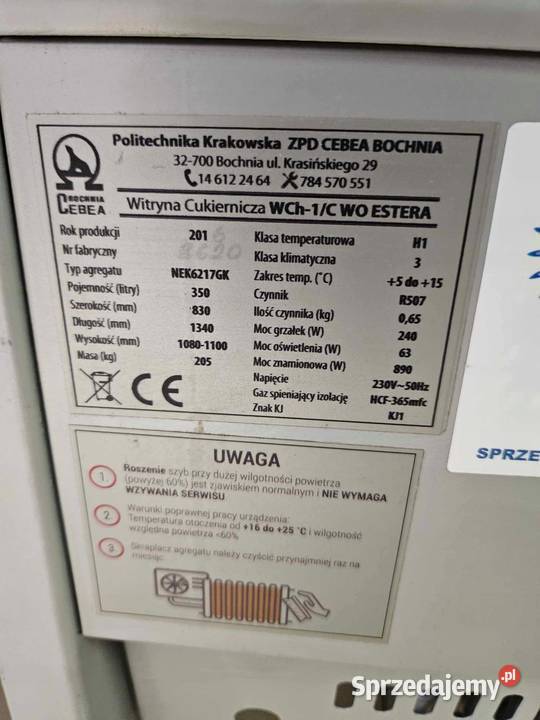 Witryna cukiernicza Cebea Bochnia Estera WO Góra sprzedam