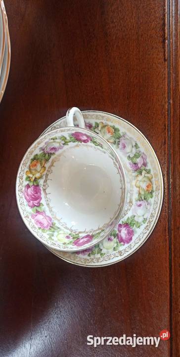 Filiżanka na spodku Rożyczki na bialej Gdańsk