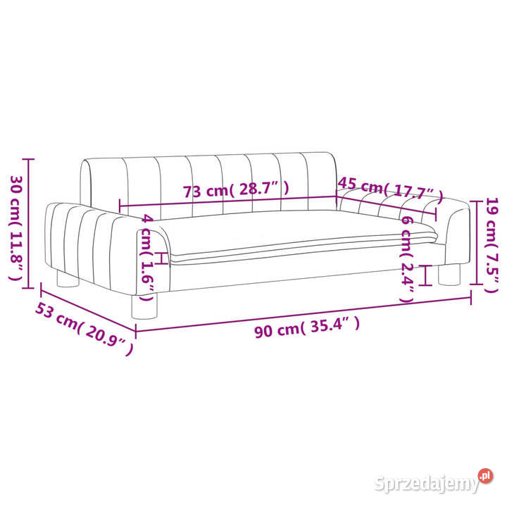 Sofa dzieci jasnoszara 90x53x30 obita tkaniną