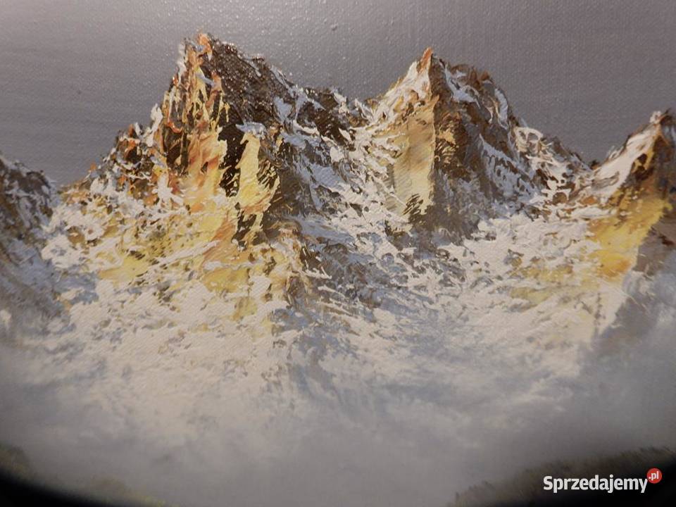 vintage obraz olejny na płótnie pejzaż górski Piła sprzedam