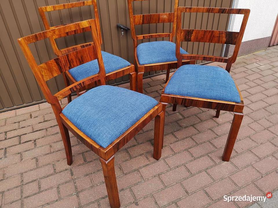 Krzesła ARTDECO Orzech Stare Antyk Komplet 4 Swarzędz