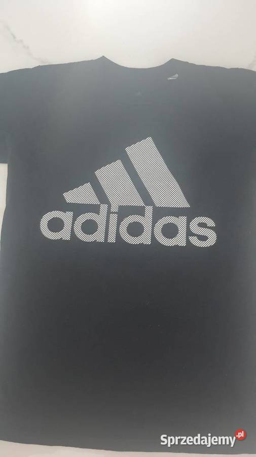 Tshirt Adidas czarny duże białe logo Suwałki