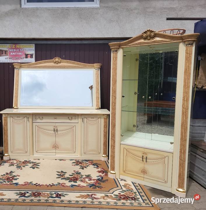 Komplet mebli włoskich komoda witryna lustro 208cm Sypniewo