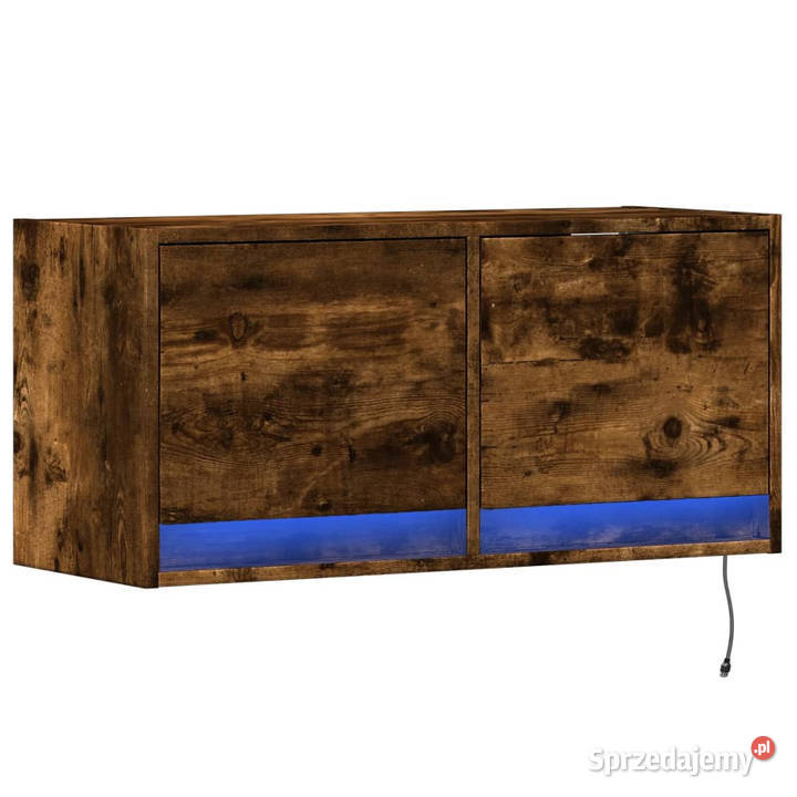 Ścienna szafka TV z LED przydymiony dąb 80x31x35 Warszawa