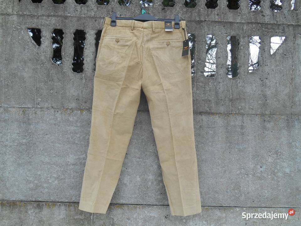 Nowe męskie Spodnie W34 L29 sztruksowe brązowe L Dębica