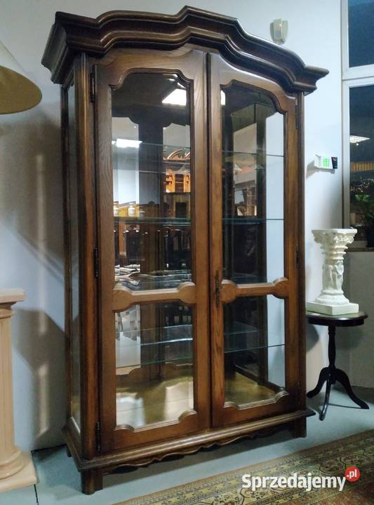 Elegancka dębowa witryna serwantka lite drewno Białystok sprzedam