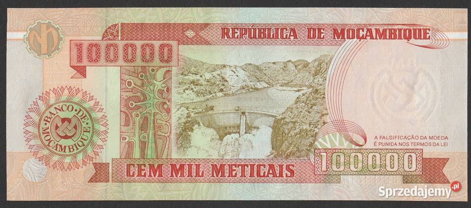 MOZAMBIK 100 000 METICAIS 1993 STAN BANKOWY UNC Łódź sprzedam