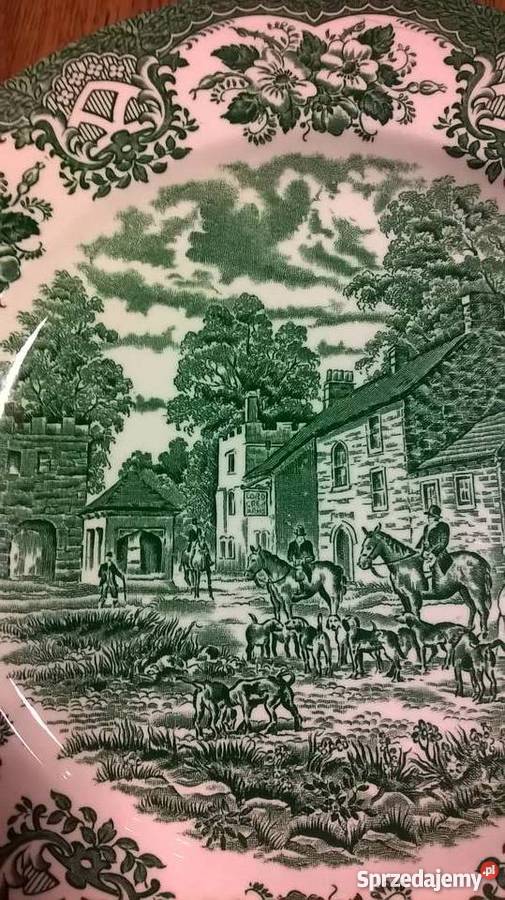 Angielskie płaskie talerze obiadowe