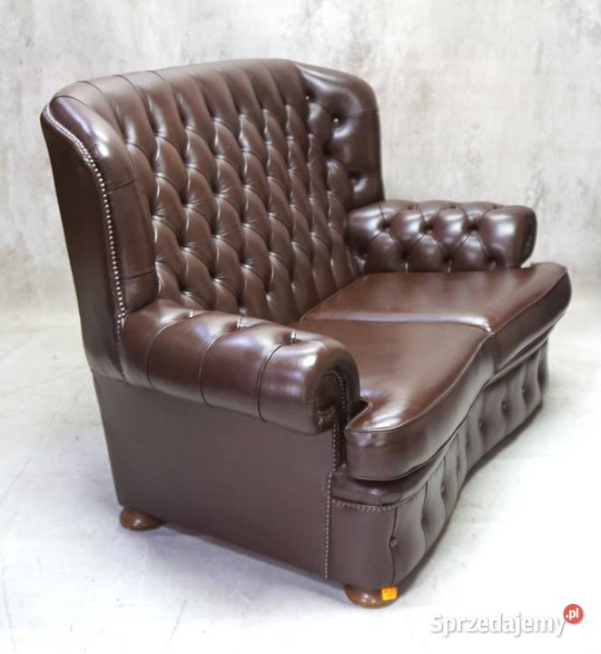HP KANAPA CHESTERFIELD BRĄZ SKÓRA NATURALNA Kalisz