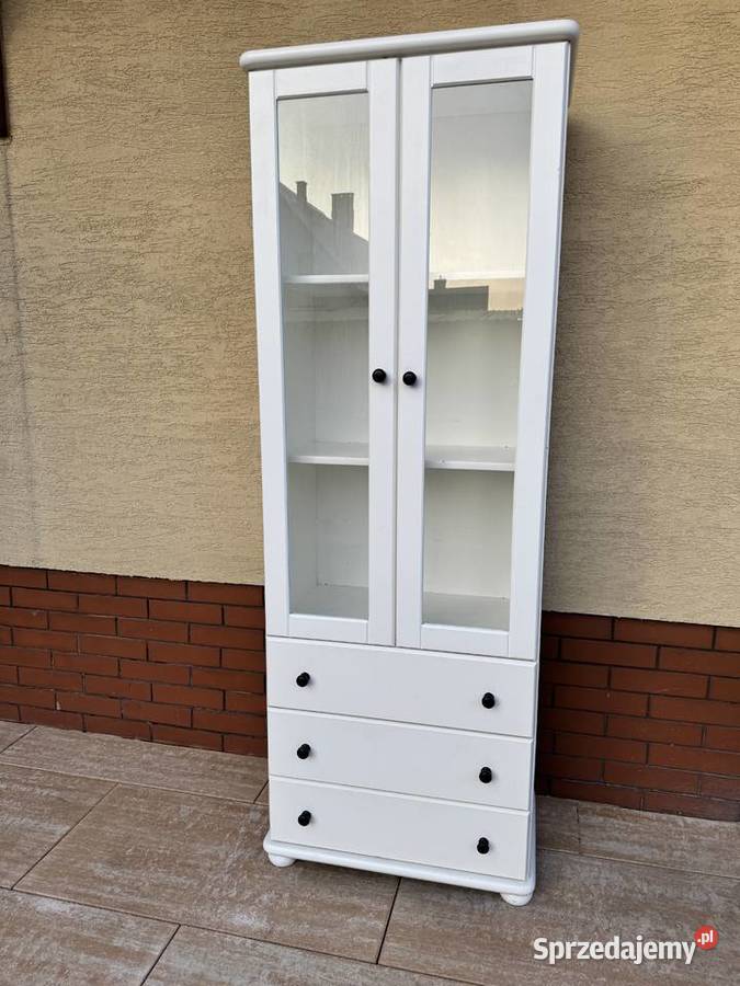 Witryna drewniana szafka przeszklona biała Warszawa