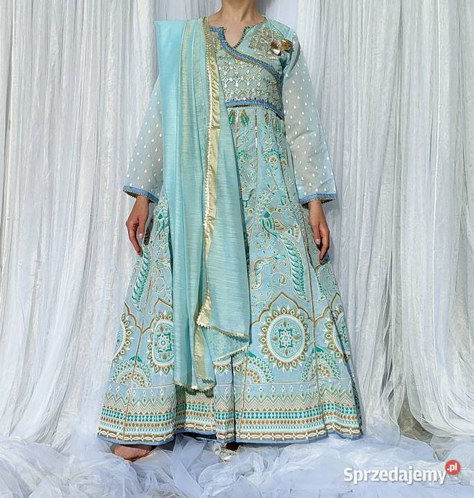 Orientalna suknia M 38 turkusowa niebieska