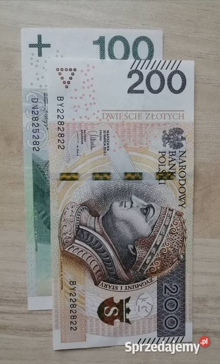 Banknot z bliźniakiem2x100zl z 1994r RADARBY Bytom