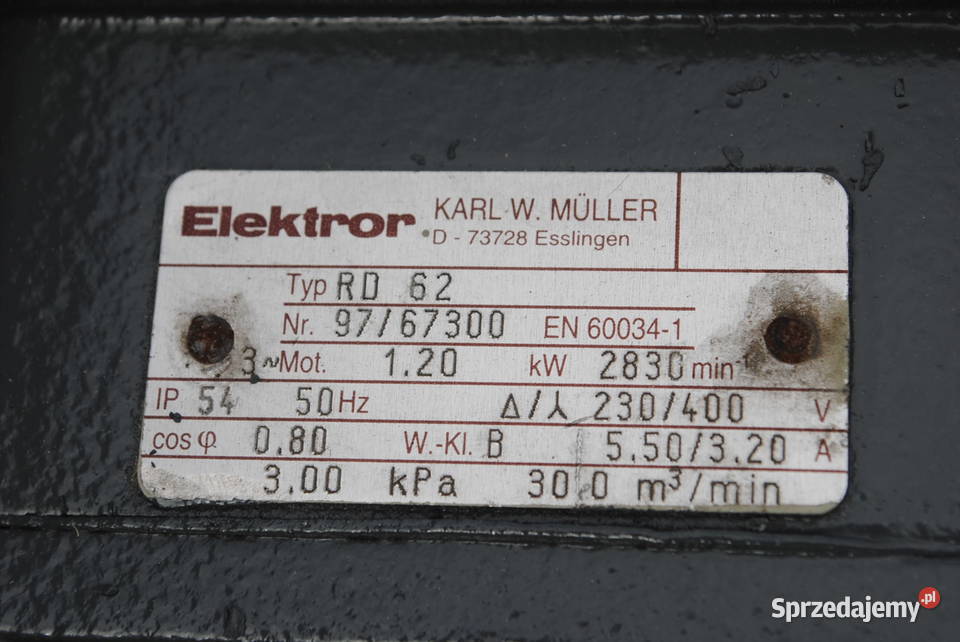 Wentylator turbinowy nadmuchowy 12kw 2830obrmin Kargowa
