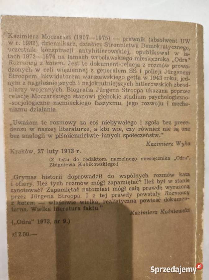 Rozmowy z katem Kazimierz Moczarski ISBN 9788381390408 Kielce sprzedam