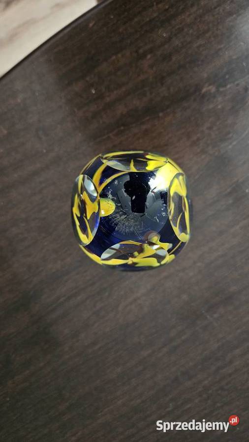 Kula Przycisk Szklany 9 x Szlif 3 Kwiaty Krosno