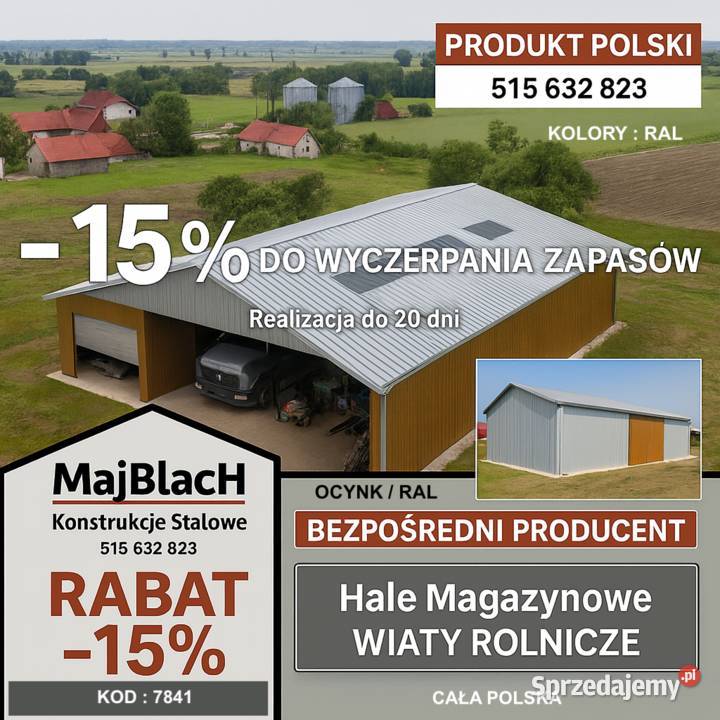 Konstrukcja Stalowa Hala Garaż Blaszany Żuromin