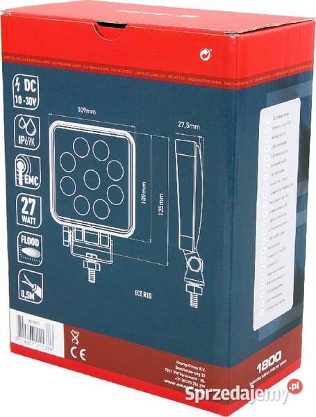 Lampa robocza LED kwadratowa 27W 1800 lm 1030V małopolskie Kamionna sprzedam