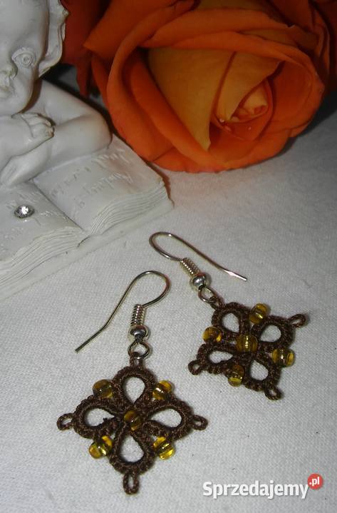 Kolczyki frywolitkowe Wiśniowa