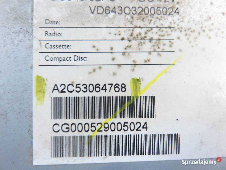 RADIO SUBARU FORESTER II SG A2C53064768