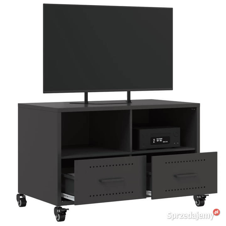 Szafka RTV czarna 68x39x435 stal WM846698 Warszawa sprzedam