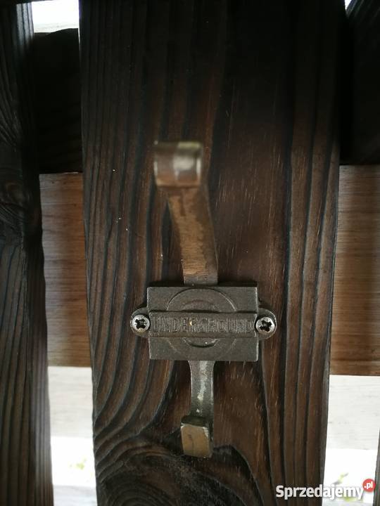 Wieszak drewniany vintage rustykalny loft ogniem Krasów