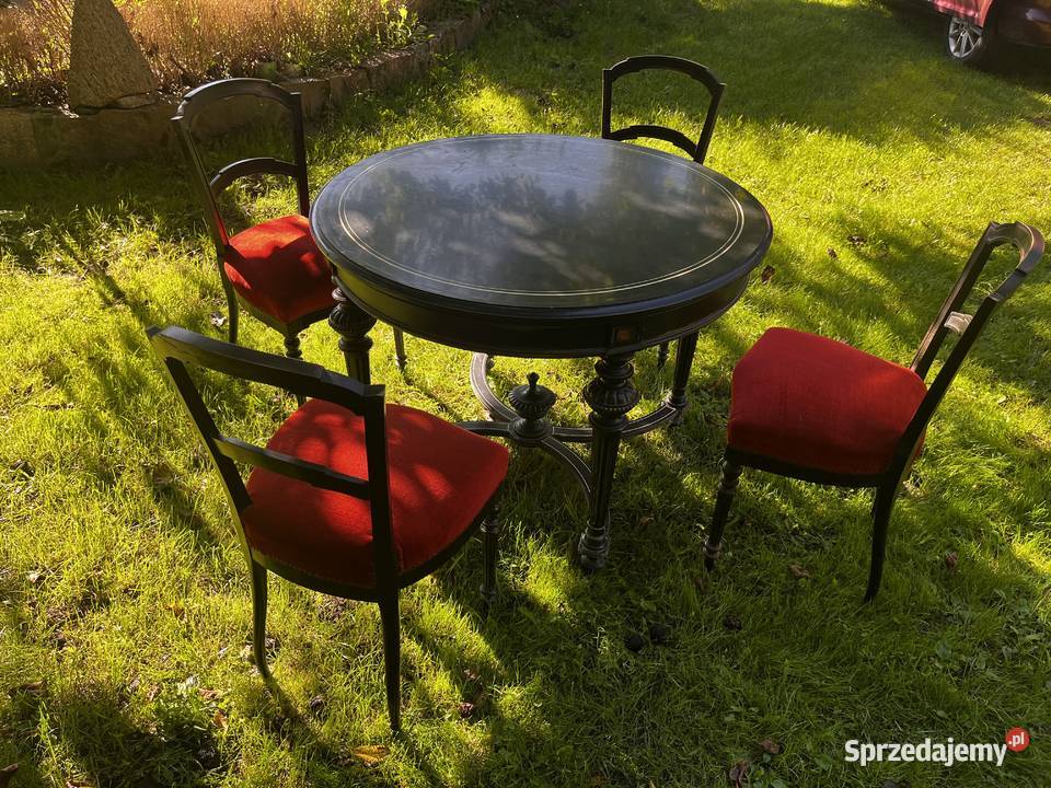 Stół okrągły z krzesłami Napoleoński kawowy Góra