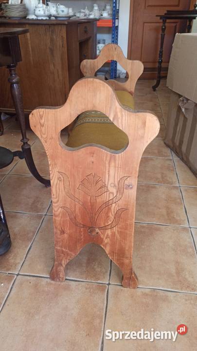 Ławeczka siedlisko tapicerka jasne drewno Gdańsk