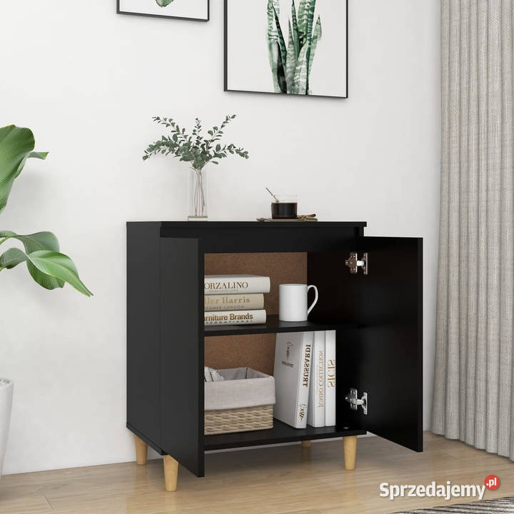 Szafka z drewnianymi nóżkami czarna 60x35x70 Warszawa