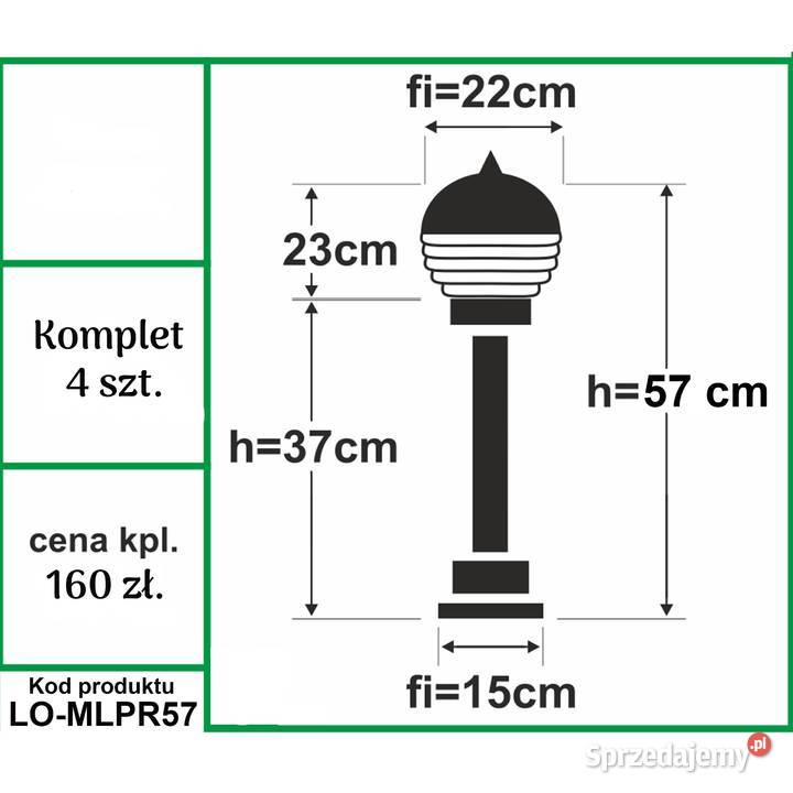 Komplet Lamp ogrodowych Mleczne Prążkiwysokość Siedlec