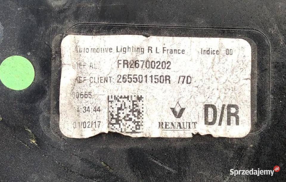 RENAULT MEGANE 4 KOMBI LAMPA PRAWATYŁ sprzedam