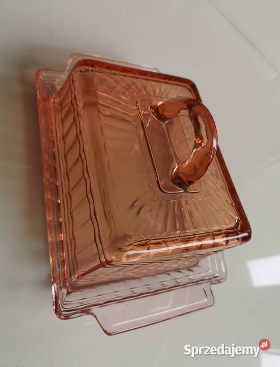 Pojemnik na ser Art Deco vintage szkło rozaliowe Toruń sprzedam
