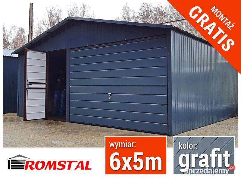 GRAFITOWY Garaż Blaszany 6x5 Blaszak Wiata
