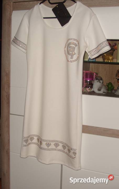 śmietankowa sukienka CHERLIZE FASHION ozdobne wielkopolskie Rawicz