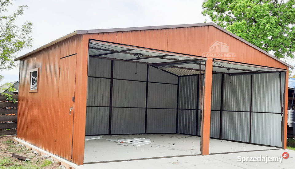 GARAŻ BLASZANY 6m x 5m DWUSPAD 2xBRAMA UCHYLNA