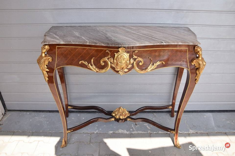 Drewniana Brązowa Konsola pod Ścianę Secesja Kraków