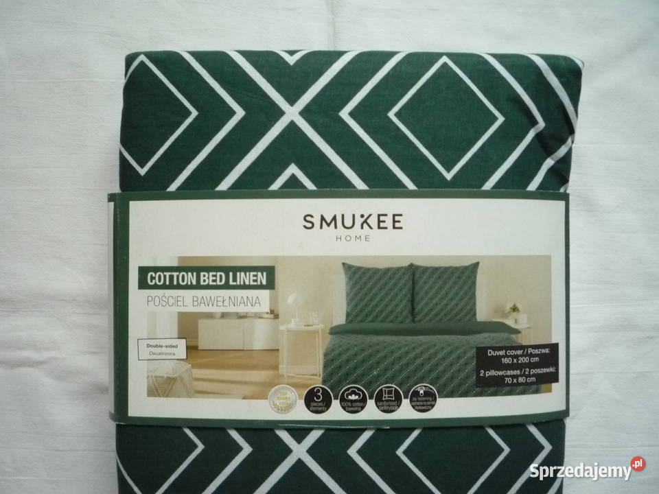Smukee Nowa pościel bawełniana zielona 160x200 Szczecin