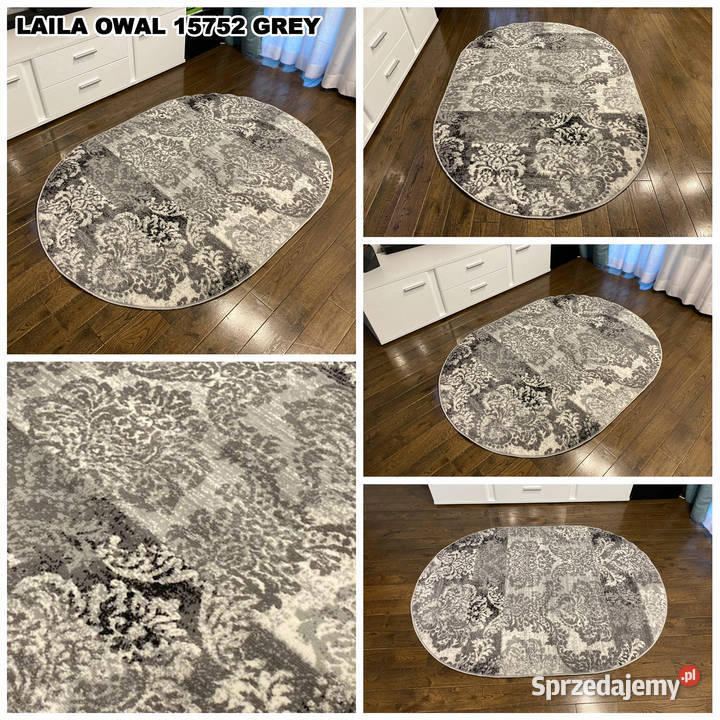DYWAN OWALNY 160X230 GĘSTY WŁOS LAILA 15752 GREY Białystok