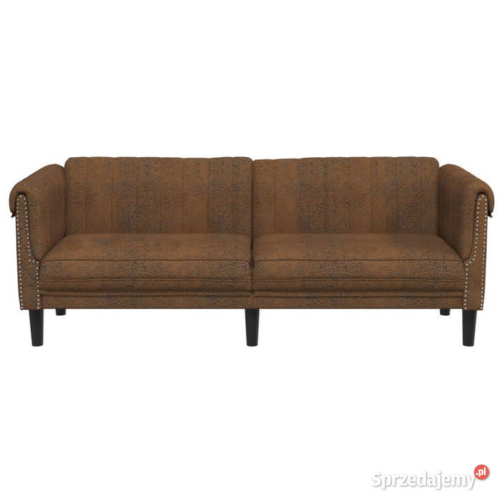 Sofa 3os brązowa sztuczna skóra zamszowa mazowieckie Warszawa