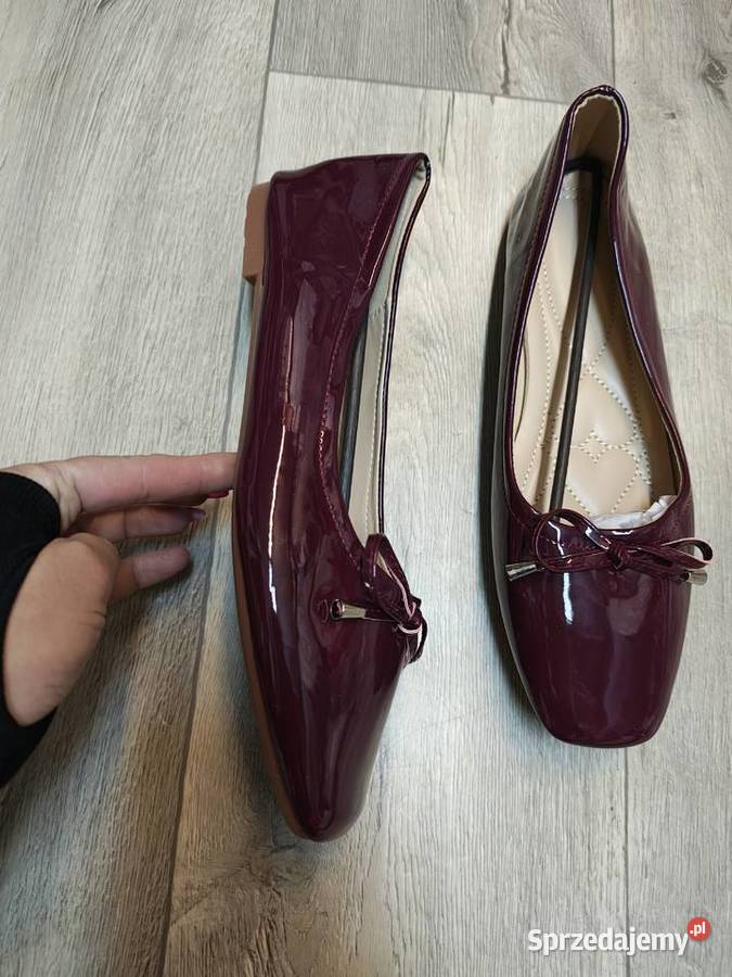 43 Bordowe baleriny wieczorowe na szeroką stopę Kraków