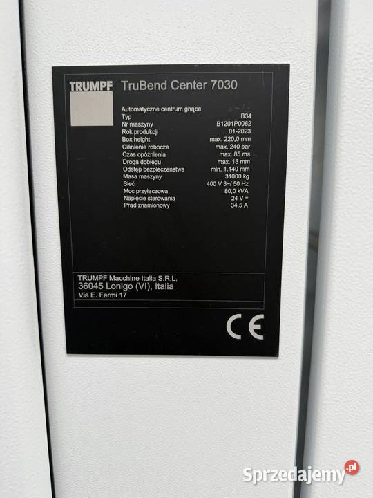 TRUMPF TruBend Center 7030 Automatyczne Centrum Warszawa