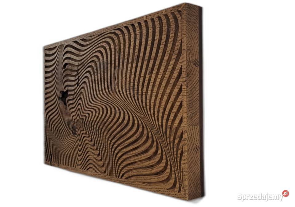 Płaskorzeźba w drewnie dębowym dekoracja na Malechowo sprzedam