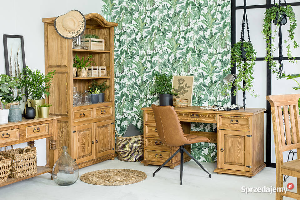 Biurko sosnowe woskowane w stylu rustykalnym 60cm Stoły, krzesła, biurka Maków Podhalański