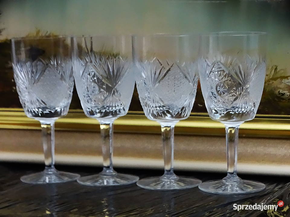 Kieliszki kryształowe zestaw 4 sztuki ręcznie Biłgoraj