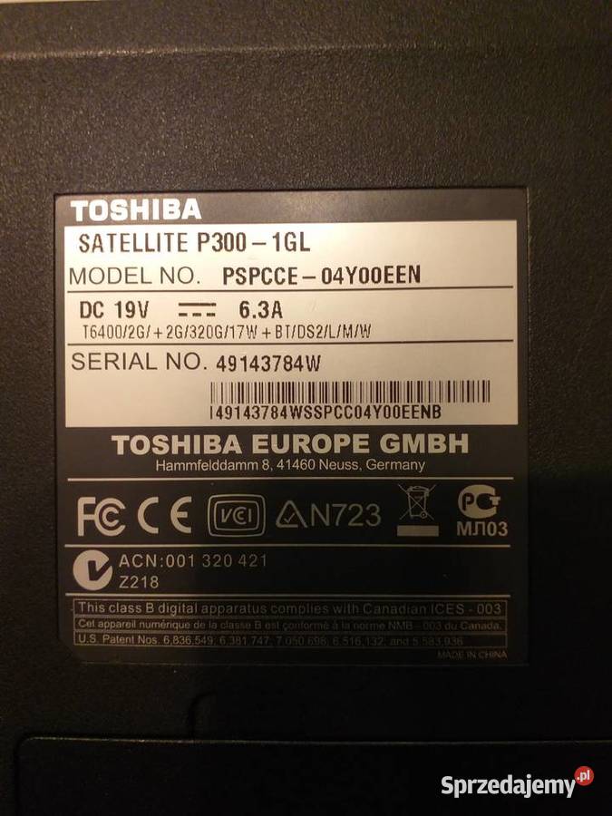 Laptop Toshiba Satellite P300 1 GL Kórnik