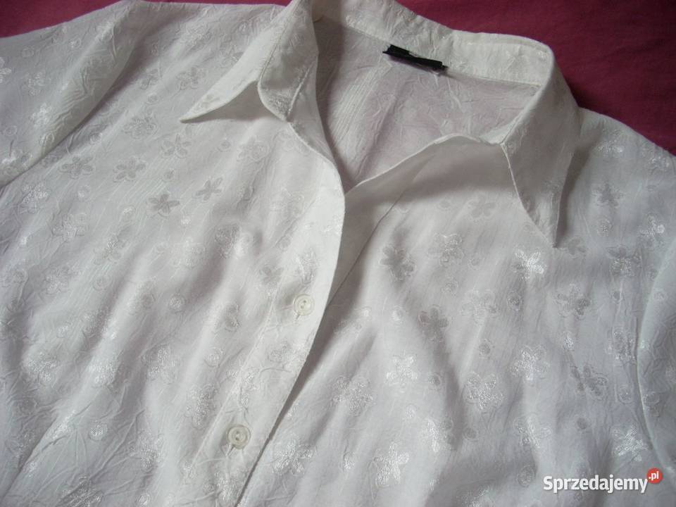 Biała koszula bluzka wytłaczany wzór Bawełna 44 Nowy Sącz