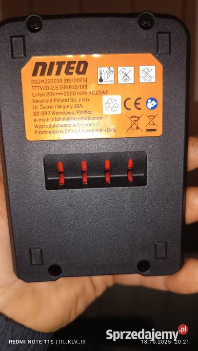Akumulator LiIon Niteo Tools 20 V 25 Ah Biecz