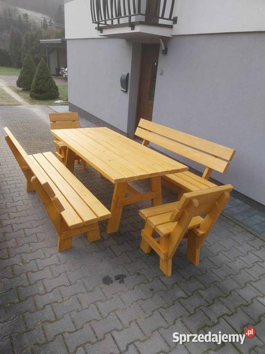 Meble ogrodowe drewniane góralskie Tokarnia