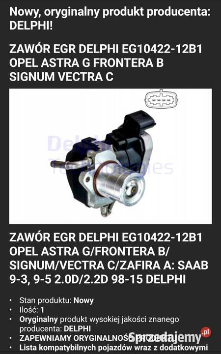 Nowy Zawór EGR AGR Delphi GM Opel Astra G Signum Skawina