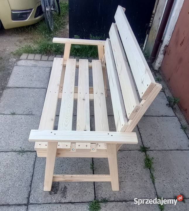 Ławka drewniana sosnowa ławka z kantówek 120 łódzkie Opoczno