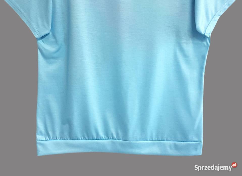 Damska bluzka błękitna z krótkim rękawem z Chrzanów